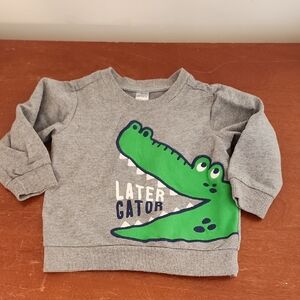 Carter's Heather Gray Sweatshirt with Green Crocodile